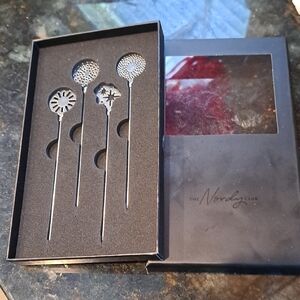 NIB Set 4 Nordstrom Stainless Steel Cocktail Picks Aka:Drinks Skewers
